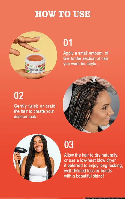 Strawberry Mint Hair Styling Gel Hair Pomade Professional Edge Control Wax for Wigs Women Lasting Edges Control Hair Wax Cream