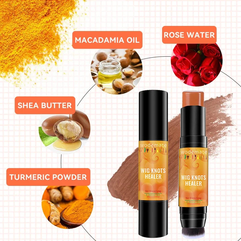 Lace Tint Stick Waterproof Wig Knots Healer With Brush Portable Lace Dyeing Stick Wig Grids Concealer For Frontal Hairline