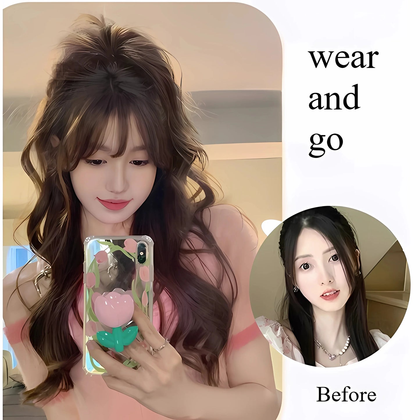 Ashely 14inch Waterfall Half A Ponytail Wig for Woman Clip-on High Ponytail Hair Clips Synthetic Wig High Quality Hair Extension