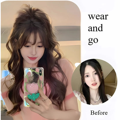 Ashely 14inch Waterfall Half A Ponytail Wig for Woman Clip-on High Ponytail Hair Clips Synthetic Wig High Quality Hair Extension