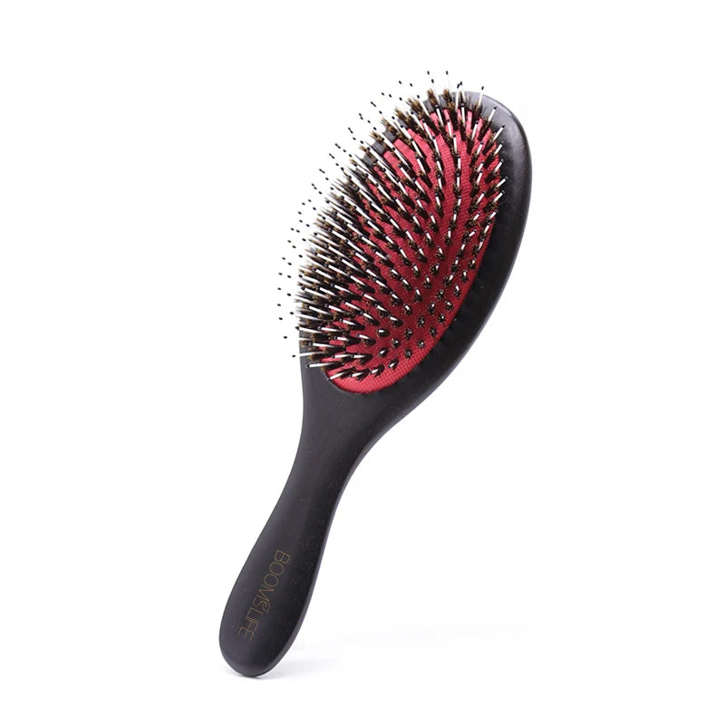 Boar Bristles Hair Brush Women Detangling HairBrush For Curly Thick Long Dry Wet Hair Wood Comb Head Scalp Massage Hair Comb
