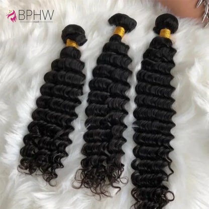 30Inch Deep Wave 1 3 4 Bundles Deal Malaysian Hair Weave Bundles 100% Virgin Human Depp Water Curly Bundles Extensions Tissage