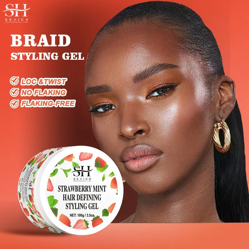 Strawberry Mint Hair Styling Gel Hair Pomade Professional Edge Control Wax for Wigs Women Lasting Edges Control Hair Wax Cream