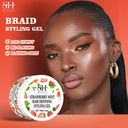 Strawberry Mint Hair Styling Gel Hair Pomade Professional Edge Control Wax for Wigs Women Lasting Edges Control Hair Wax Cream