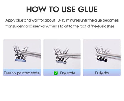 Cat Eye Individual Lashes Ultra-Large Wispy Thin Band Individual Cluster Lashes Kit for Self Application BQI Diy Lash Extensions