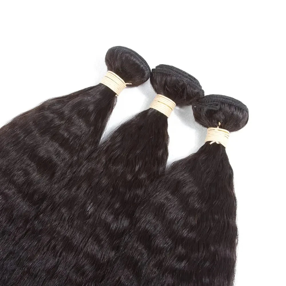 Kinky Straight Hair Bundles 100% Human Hair Extensions for Woman Cheap Yaki Straight Hair 1/3/4 Bundle Deals Natural Hair Weave