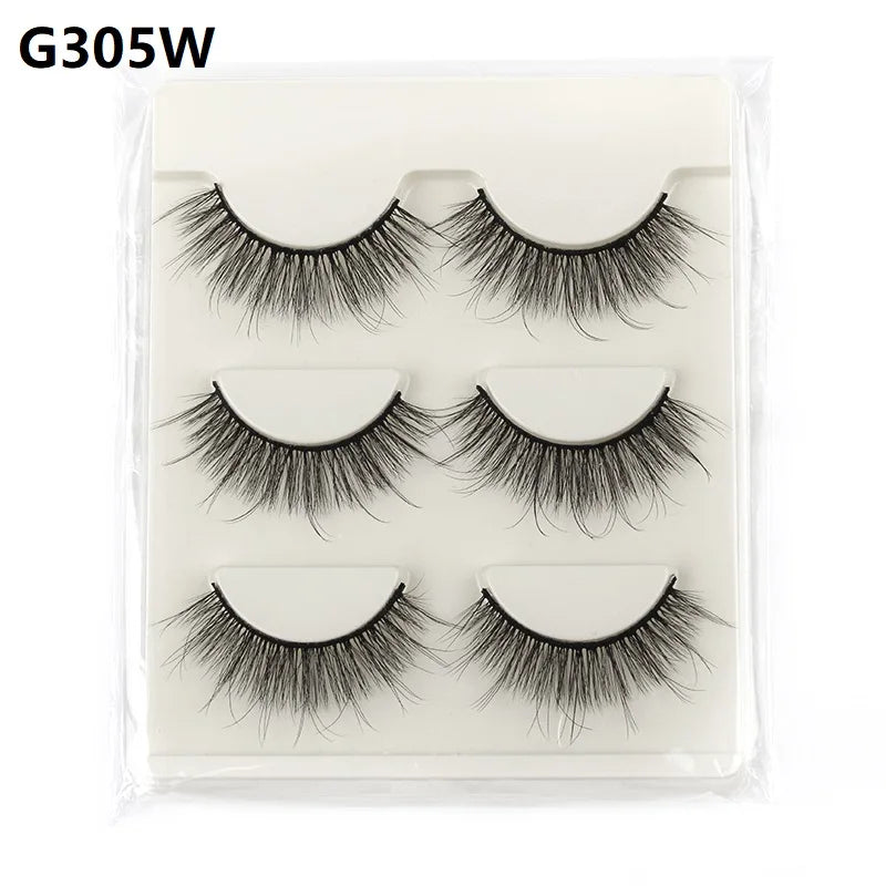 Natural Short False Mink Lashes 3/5/10 Pairs Extensions Eye Hair False Eyelashes 3D Faux Cils Soft Fluffy Eye Lashes for Beauty