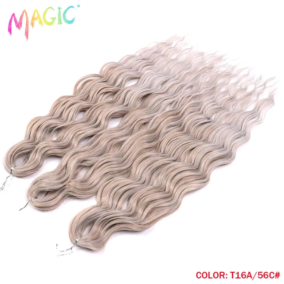 Magic Hair Synthetic Loose Deep Wave Braiding Hair Extensions 24 Inch Water Wave Braid Hair Ombre Blonde Twist Crochet Curly Hai