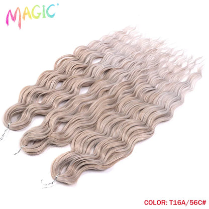 Magic Hair Synthetic Loose Deep Wave Braiding Hair Extensions 24 Inch Water Wave Braid Hair Ombre Blonde Twist Crochet Curly Hai