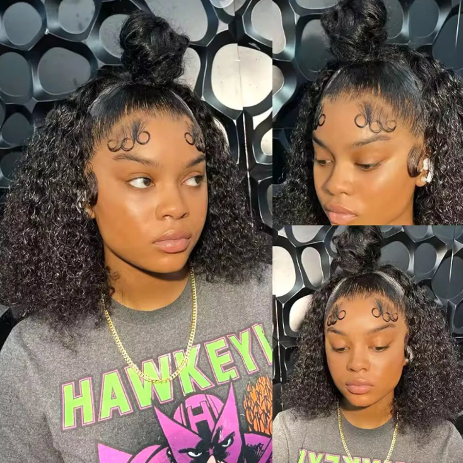 Mongolian Kinky Curly Wig Human Hair 13x4 Curly Lace Front Human Hair Wigs Deep Curly Lace Closure Wig For Women 180 Density