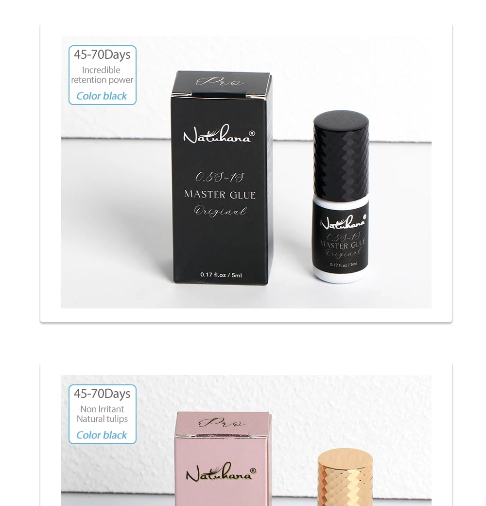 NATUHANA Black/Clear Eyelash Extension Glue 2-3s Fast Dry Sensitive Eye Individual Strong False Lashes Glue Adhesive MakeupTools