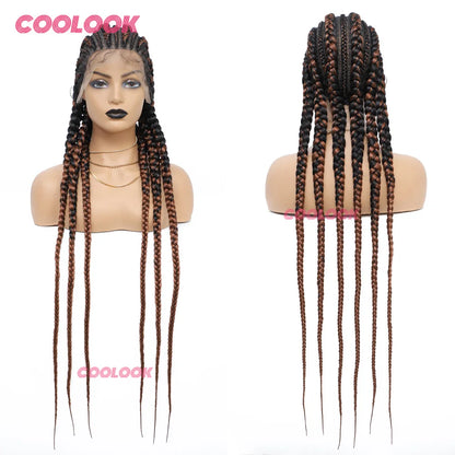 360 Full Lace Cornrow Braided Wigs For Black Women Synthetic Knotless 20" Glueless Braided Wig With Baby Hair Goddess Braids Wig