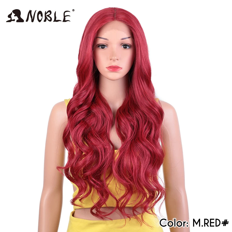 Noble Cosplay Lace Front Wig 30 Inch Lace  Long Wavy 360 0mbre Blonde Wig Red African American Synthetic Wigs For Black Women