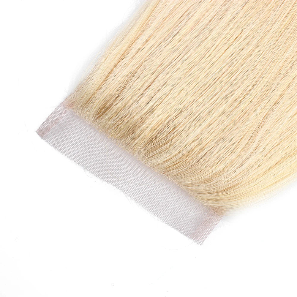 4x4 613 Lace Closure Honey Blonde 13x4 Human Hair Lace Frontal With Light Brown Swiss Lace Free Part Pre-Plucked