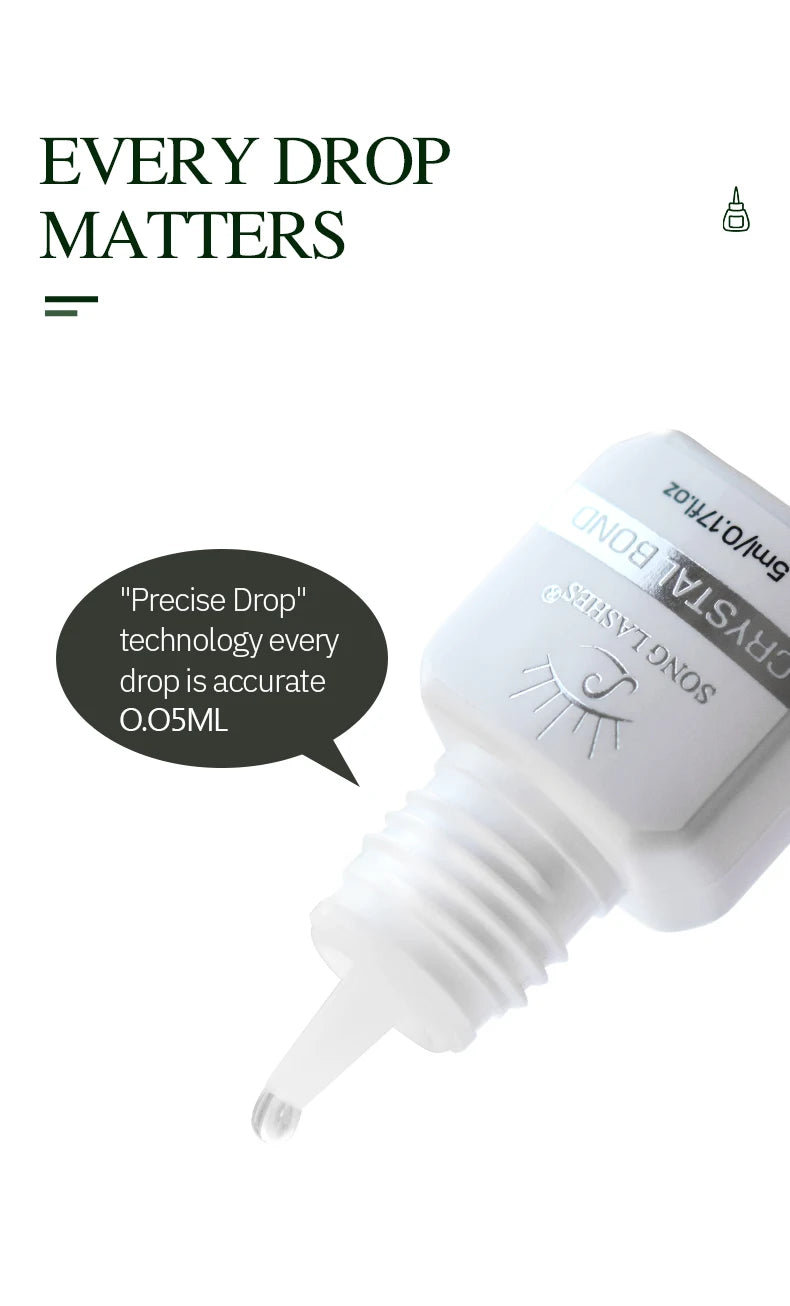 SONG LASHES Eyelash Extension Glue Individual False Lashes Transparent Clear Adhesive Kit for Professional Use 1-2 Sec Dry Time