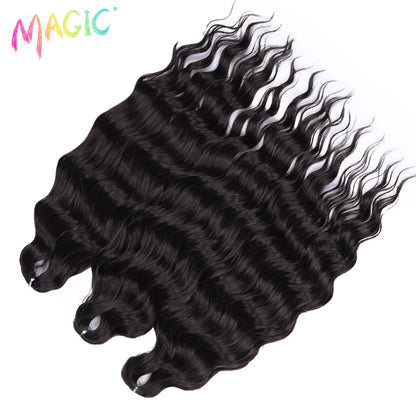 Magic Hair Synthetic Loose Deep Wave Braiding Hair Extensions 24 Inch Water Wave Braid Hair Ombre Blonde Twist Crochet Curly Hai
