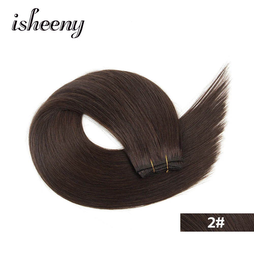 Straight Human Hair Weaves Brazilian Remy Human Hair Bundles Sew In Weft Extensions Straight Blonde 50g 12"-24" Natural Hair