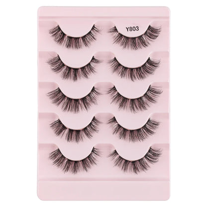 Natural Short False Mink Lashes 3/5/10 Pairs Extensions Eye Hair False Eyelashes 3D Faux Cils Soft Fluffy Eye Lashes for Beauty