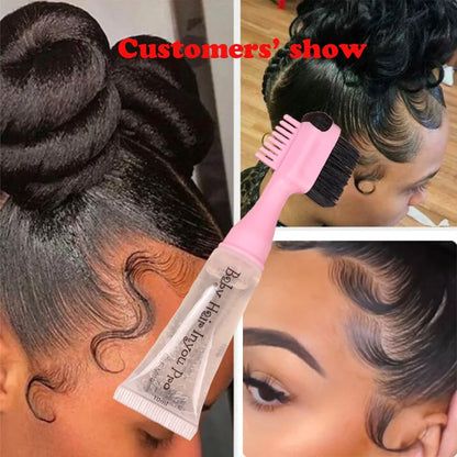 1Pcs Hair Styling Edge Control Gel With Brush For Baby Hair Portable Hair Fixative Gel Hair Cream For Natural Hair Africa 10Ml