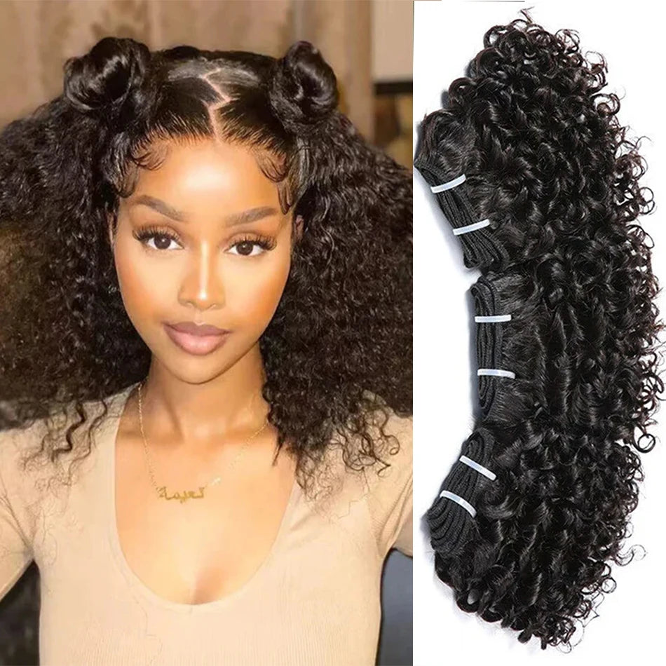 12A Mongolian Afro Kinky Curly Human Hair Bundles Deal Natural Humain Hair Deep Wave Curly Hair Weave Extensions Remy Human Hair