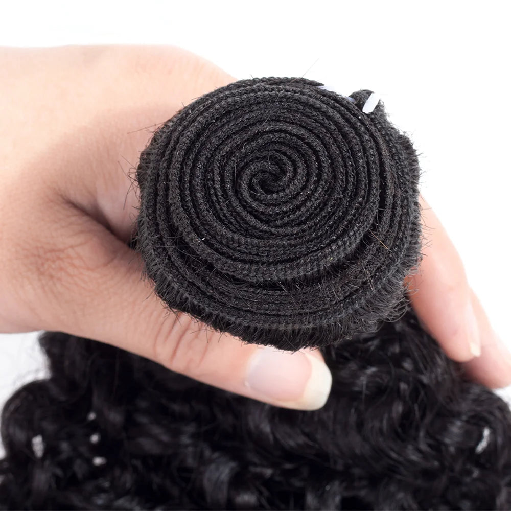 Mongolian Curly Hair Weave Bundles Virgin Kinky Curly Human Hair Bundle 100% Unprocessed Hair Extensions Natural Black Color