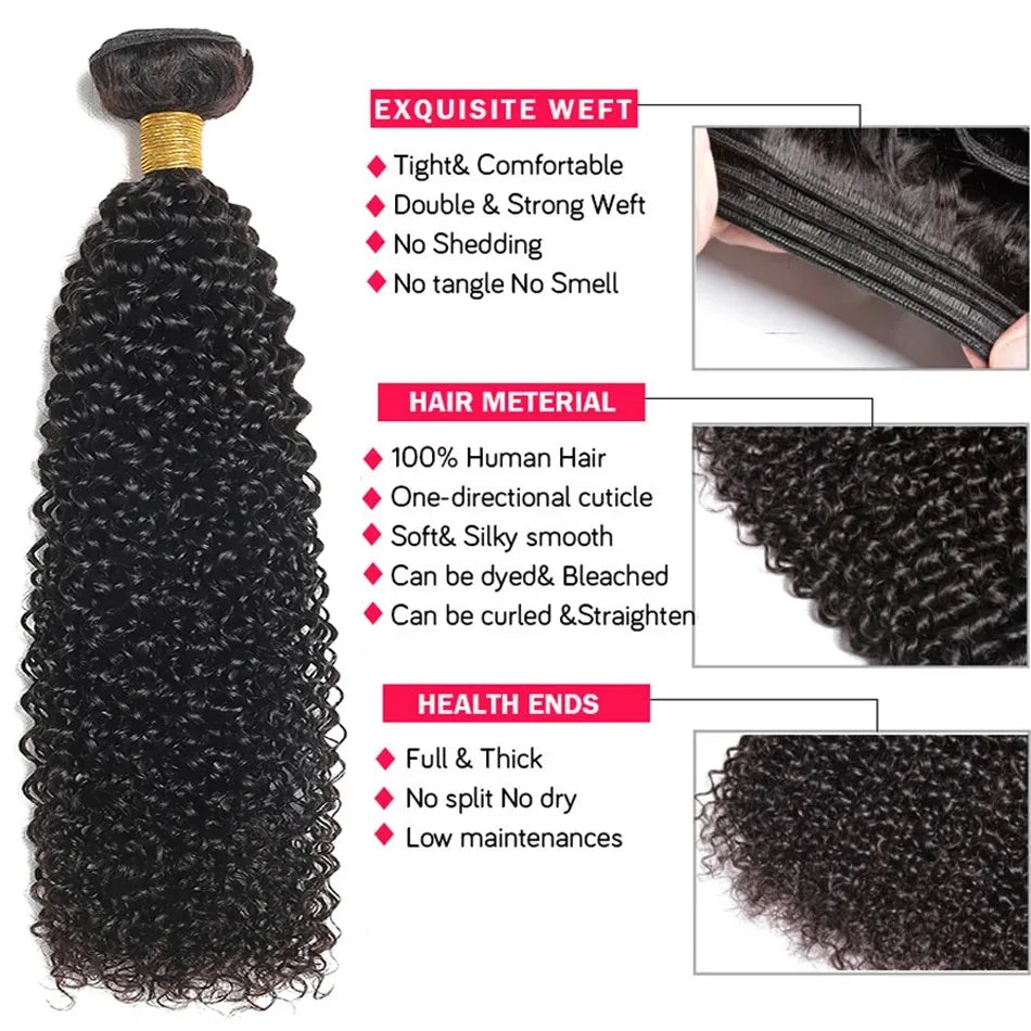 Mongolian Kinky Curly Human Hair Bundles Natural Jerry Curl Remy Hair Weave Bundle Raw Human Hair Extensions 1 3 4 Bundles Deal