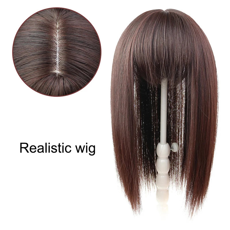 25cm Wig Piece Straight Hair Toppers Hairpiece Anti-Slip Clip In Women Bangs Fringe Natural Hair Extensions Wig