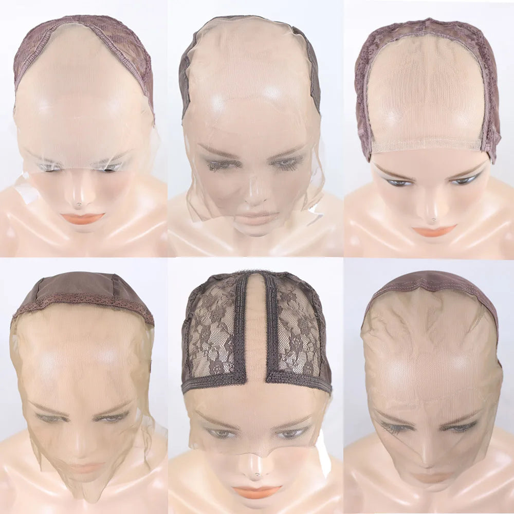 Lace Front Wig Cap For Making Wigs 13x4 13x6 Light Brown Full Lace Wig Cap Glueless Lace Net Cap Accessories 360 U Part Wig Cap