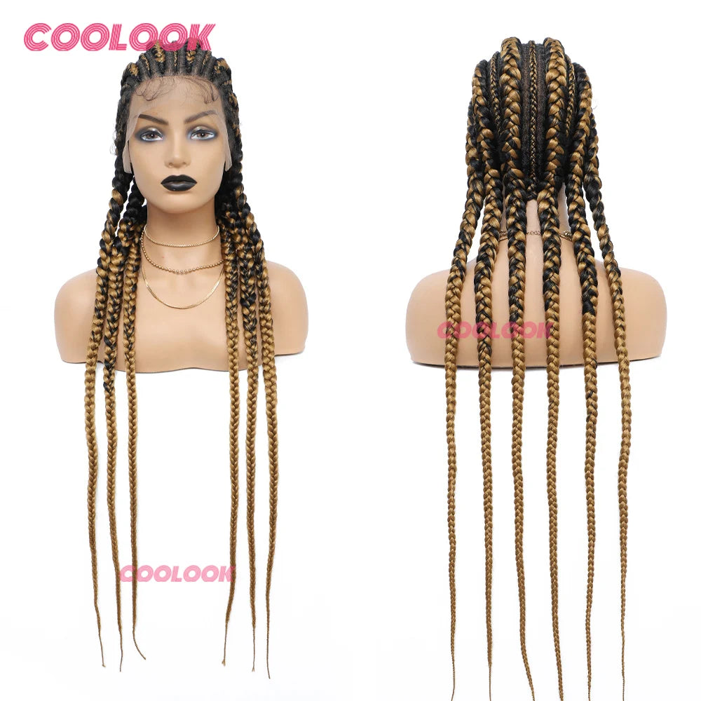 360 Full Lace Cornrow Braided Wigs For Black Women Synthetic Knotless 20" Glueless Braided Wig With Baby Hair Goddess Braids Wig