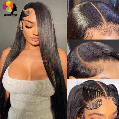 Straight Human Hair Wigs 13x6 HD Transparent Lace Frontal Wigs for Black Women Preuvian Glueless 13x6 Lace Front Human Hair Wig