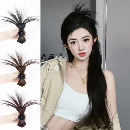 Women Half-tie Hair Claw Feather Shuttlecock Head Lazy Meatball Head Crab Clip Wig Catch Clip High Ponytail Hair Accessories