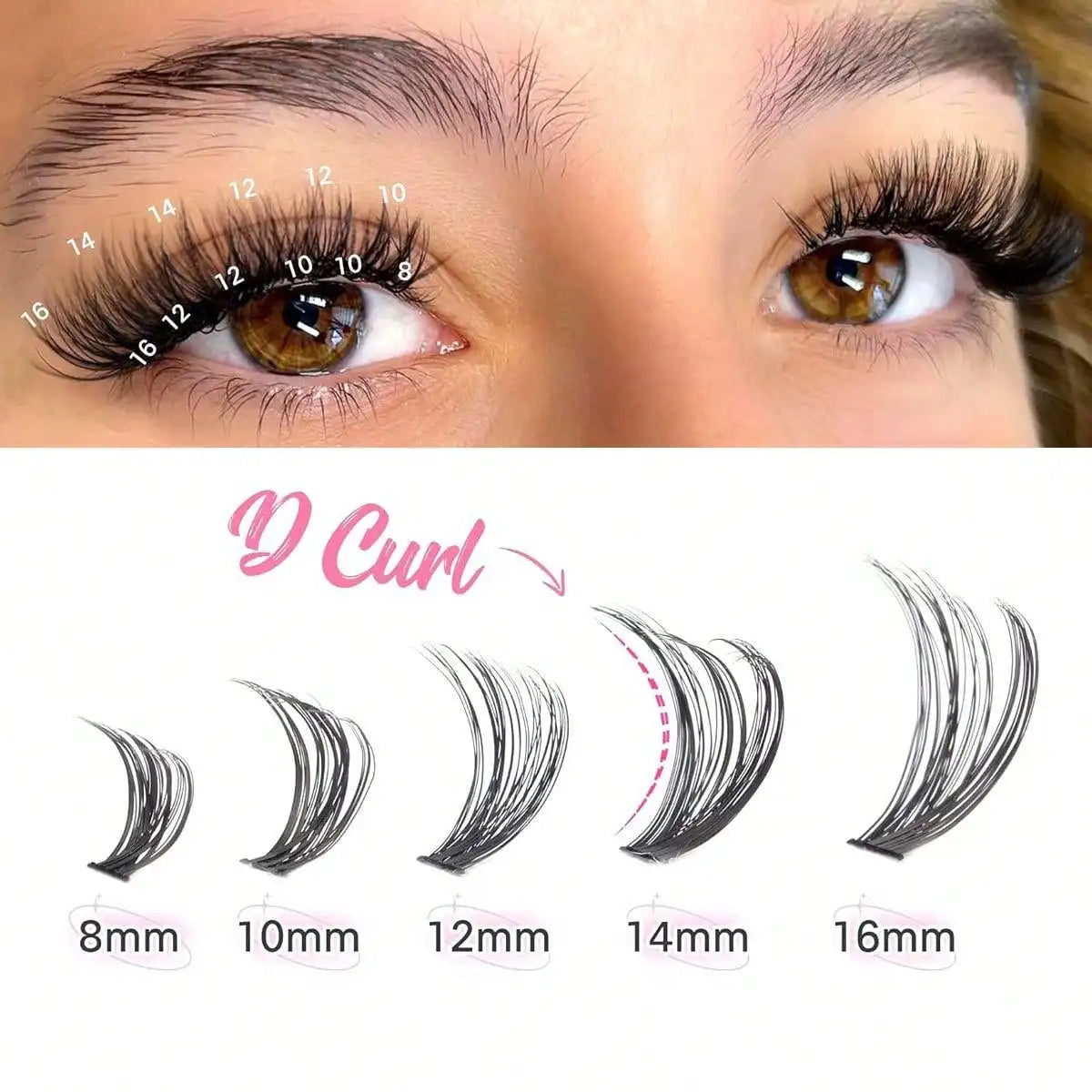 200 Pieces DIY Personal Lashes 40P Eyelash Cluster Natural Look Wispy Lashes 9-16MM D Curly Hair Personal Clusters Lashes Fluffy