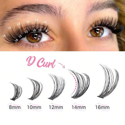 200 Pieces DIY Personal Lashes 40P Eyelash Cluster Natural Look Wispy Lashes 9-16MM D Curly Hair Personal Clusters Lashes Fluffy
