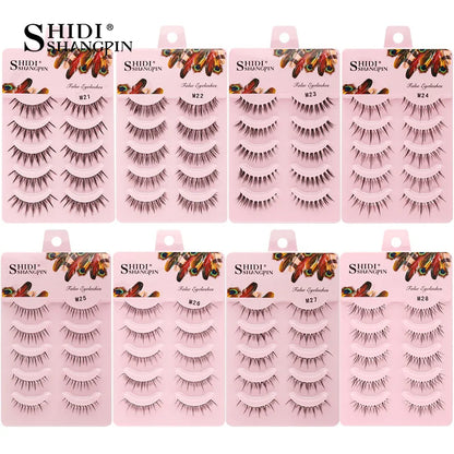 Manga Lashes 5 Pairs Anime Cosplay Faux Mink Lashes Korean Natural short Full Strip Lashes Clear Band Soft Eyelashes Extension