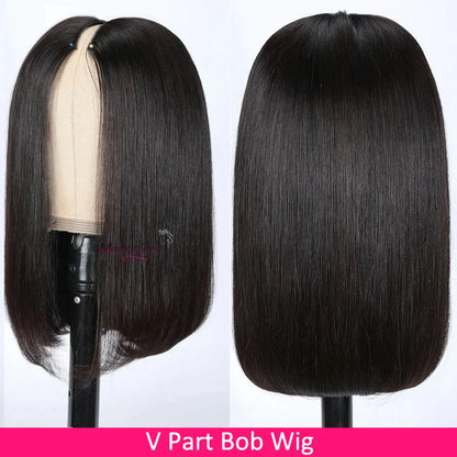 Straight Short Bob V Part Wigs Human Hair Bob Wig Short Straight V Part Bob Wig No Leave Out 180% human hair Wigs 100%U Part Wig
