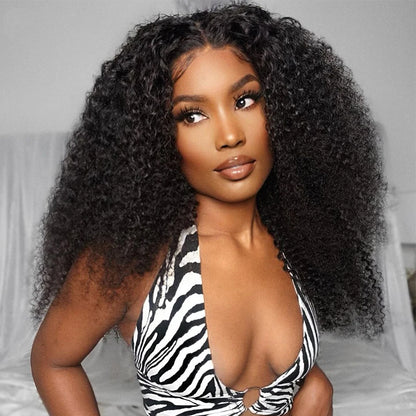 Mongolian Kinky Curly Human Hair Wigs Deep Curly HD Transparent Lace Frontal Wigs For Black Women Curly Remy Hair Wigs