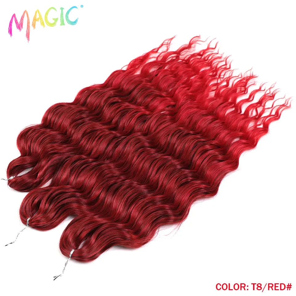 Magic Hair Synthetic Loose Deep Wave Braiding Hair Extensions 24 Inch Water Wave Braid Hair Ombre Blonde Twist Crochet Curly Hai