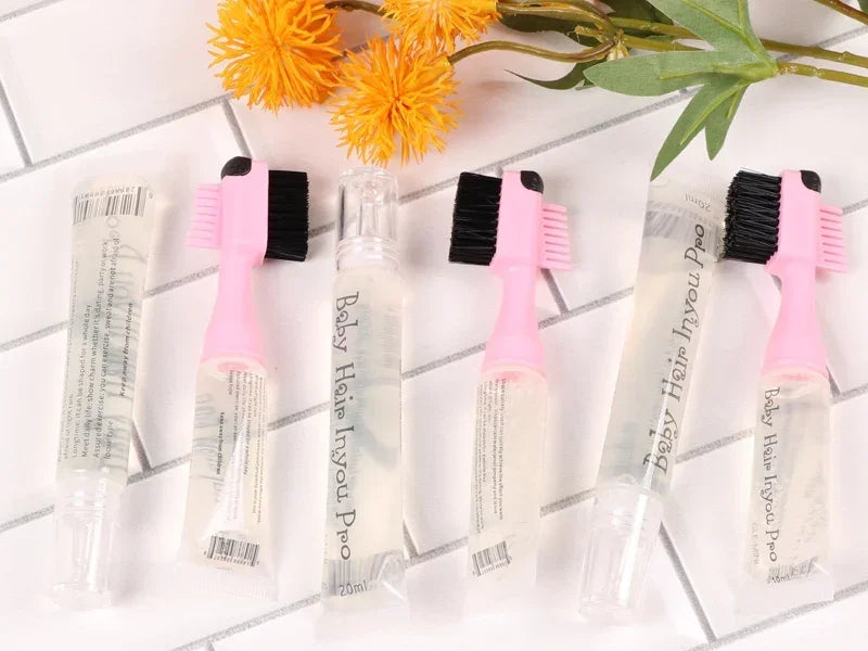 *Hair Styling Edge Control Gel With Brush For Baby Hair Portable Hair Fixative Gel Hair Cream For Natural Hair Africa 10Ml