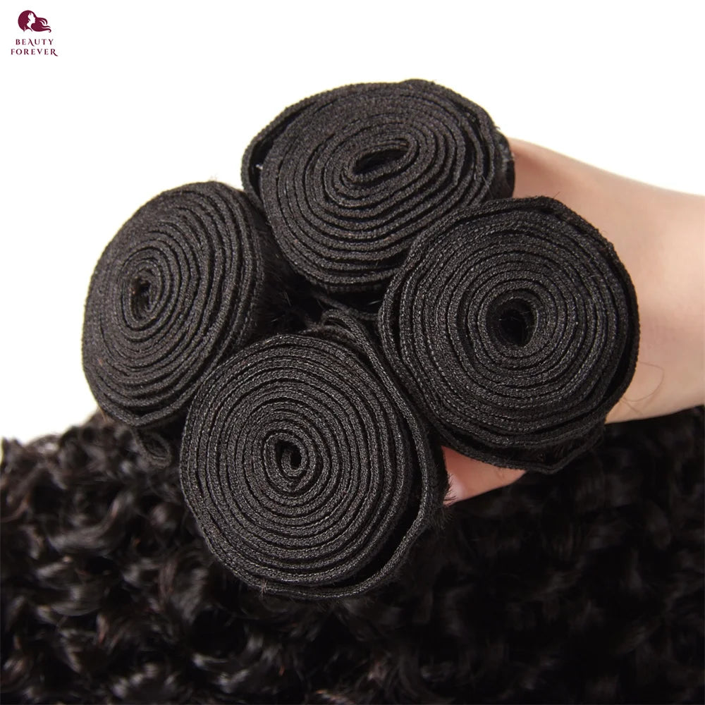 Beautyforever Malaysian Curly Human Hair Bundles With Lace Closure 100% Raw Virgin Human Hair Weave 3 Bundles With Lace Closure