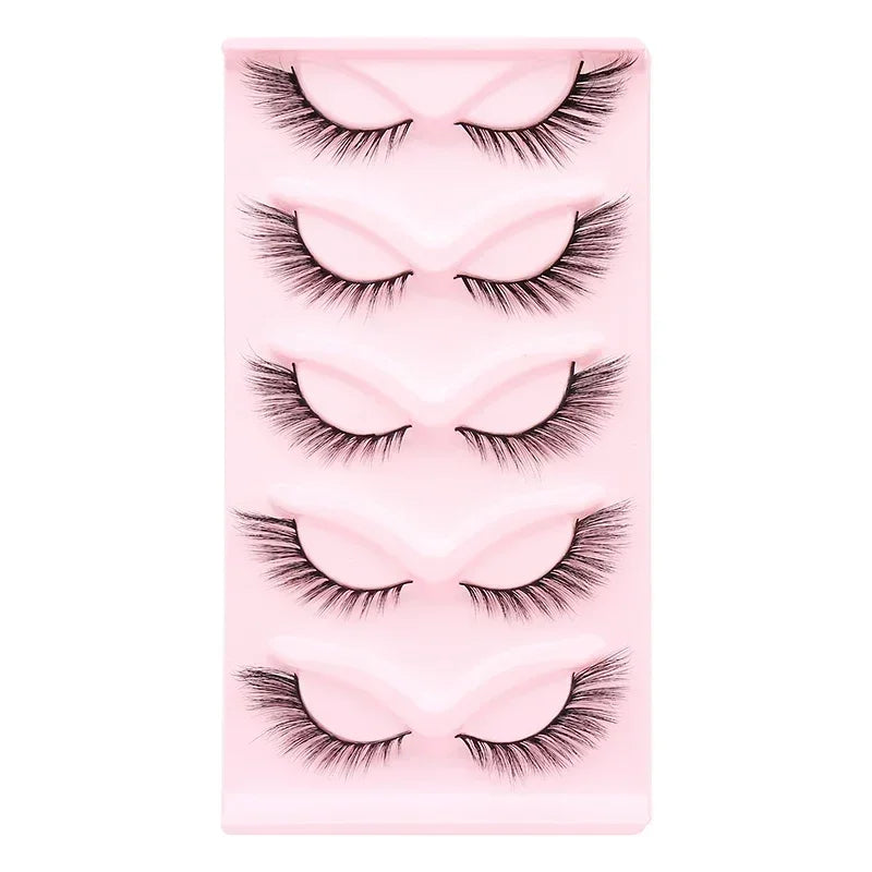 5 Pairs Cat Eye Lashes Faux Mink Eyelashes Natural long Manga Lashes Winged End Eye Elongated Eyelashes Fake Lashes Makeup