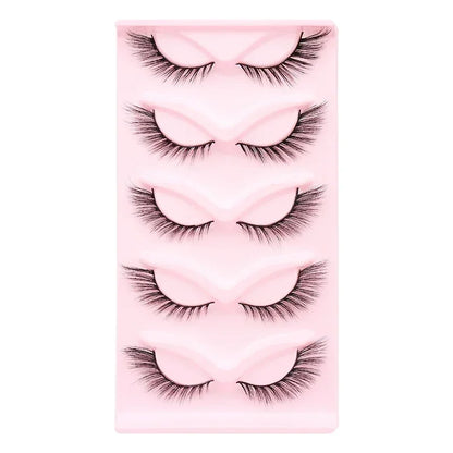 5 Pairs Cat Eye Lashes Faux Mink Eyelashes Natural long Manga Lashes Winged End Eye Elongated Eyelashes Fake Lashes Makeup