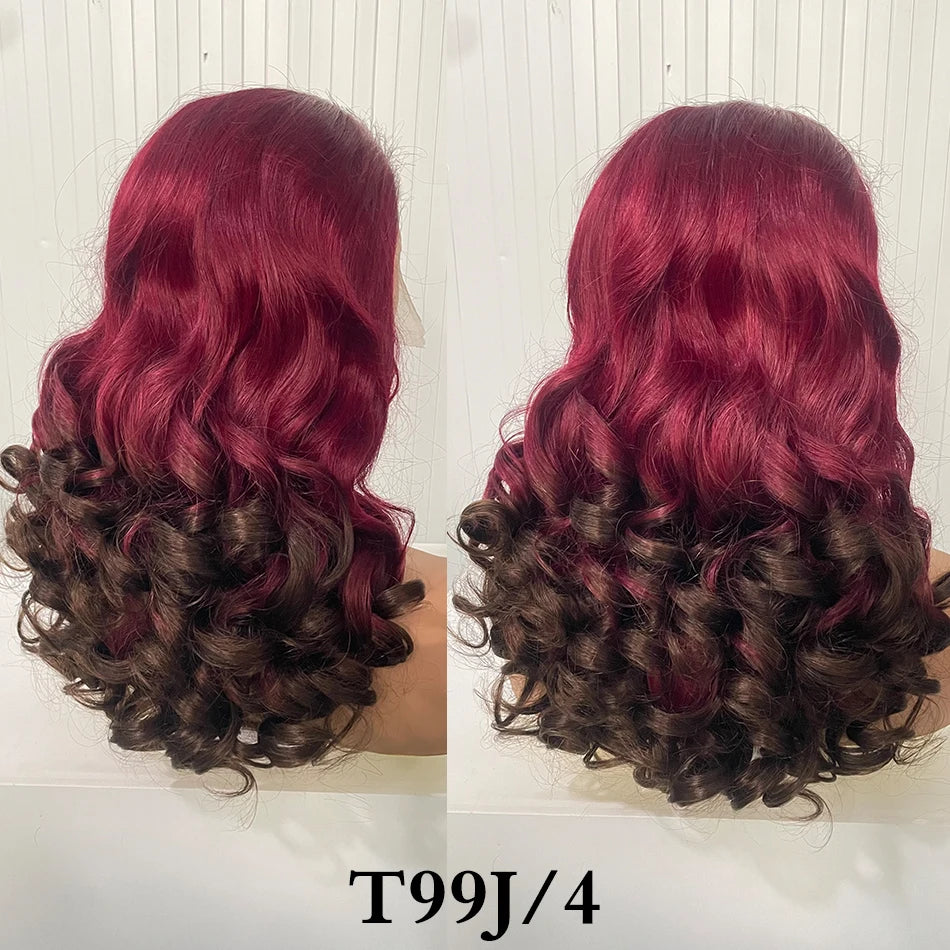100% Malaysia Hair Bouncy Curly Wigs 250 Density Ombre Double Drawn Hair Glueless Wigs 100% Human Hair 13x4 HD Lace Frontal Wigs