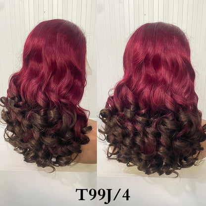 100% Malaysia Hair Bouncy Curly Wigs 250 Density Ombre Double Drawn Hair Glueless Wigs 100% Human Hair 13x4 HD Lace Frontal Wigs