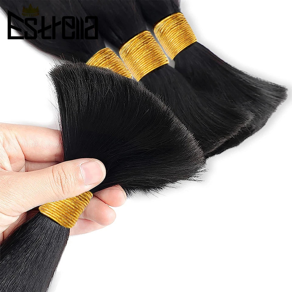 Kinky Straight Human Braiding Hair Bundles No Weft Yaki Bulk Hair For Braiding 100% Unprocessed Remy Human Hair Extensions