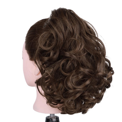 12" Ponytail Extension Classic Loose Curly Wavy Claw Clip Hair Hairpieces for Women Ash Blonde with Highlights Daily Party Use