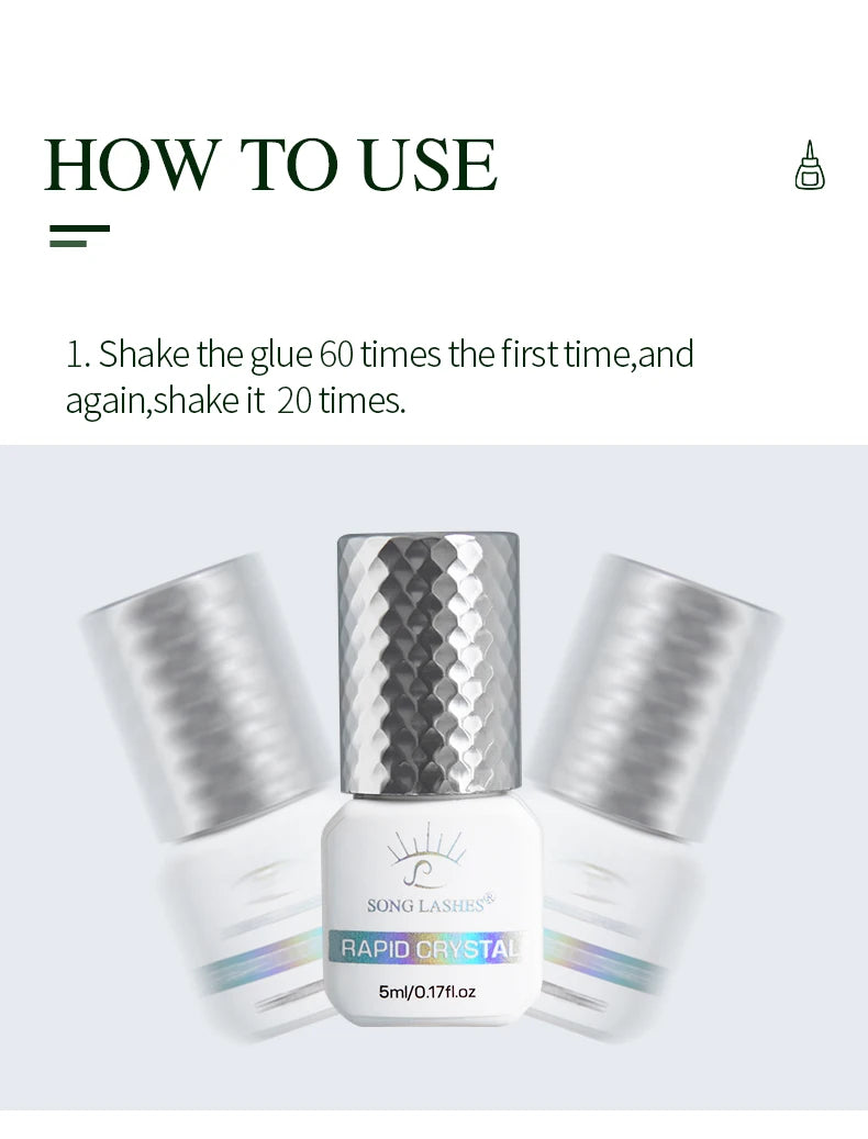SONG LASHES Euelashes Glue 0.5 -1 Sec Drying For Eyelash Extensions  5ml transparent Clear Glue  False lash glue tools