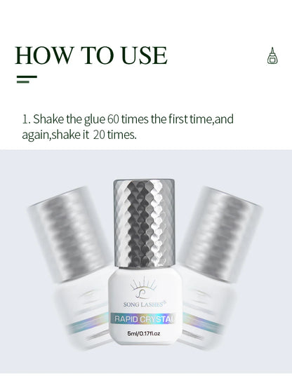 SONG LASHES Euelashes Glue 0.5 -1 Sec Drying For Eyelash Extensions  5ml transparent Clear Glue  False lash glue tools