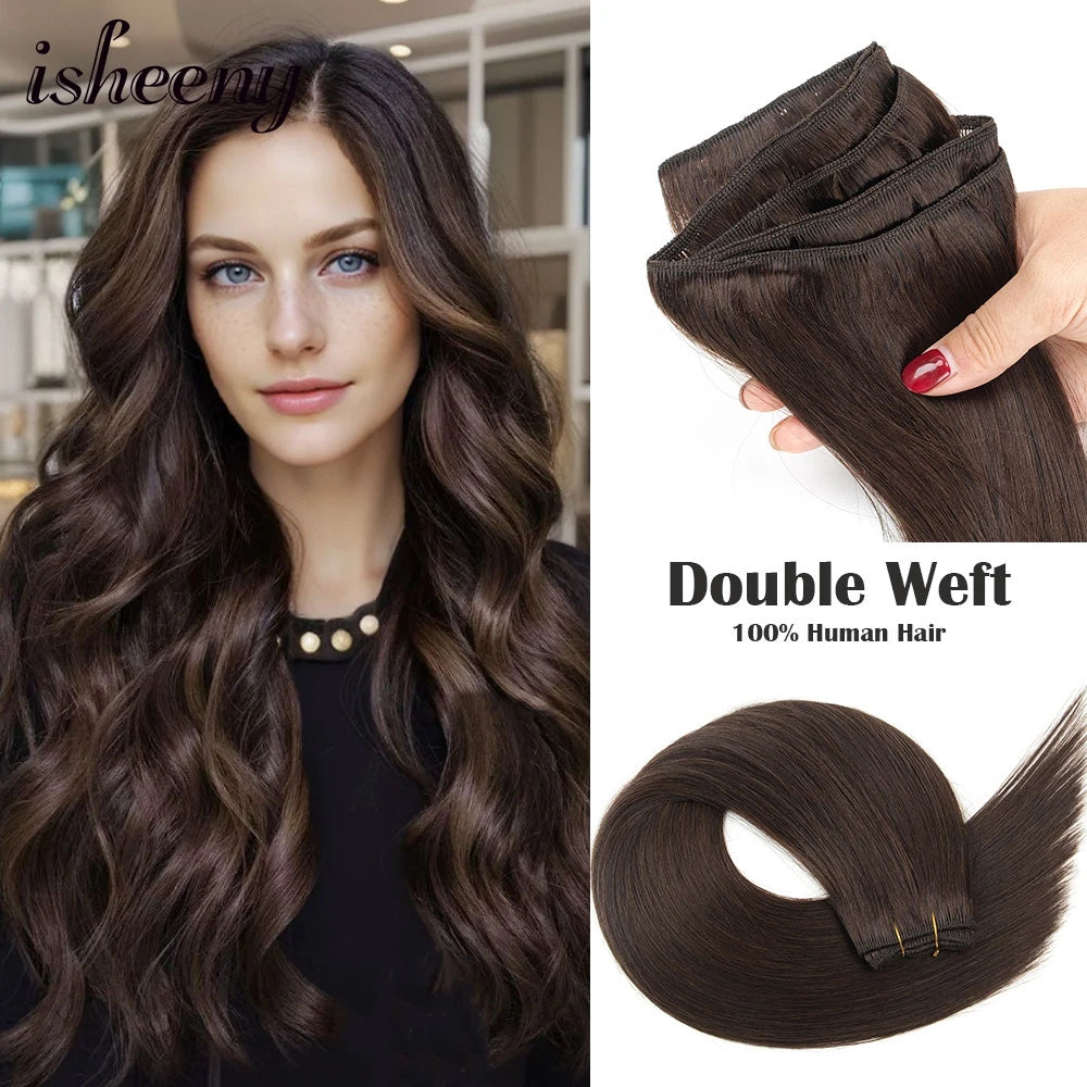 Straight Human Hair Weaves Brazilian Remy Human Hair Bundles Sew In Weft Extensions Straight Blonde 50g 12"-24" Natural Hair