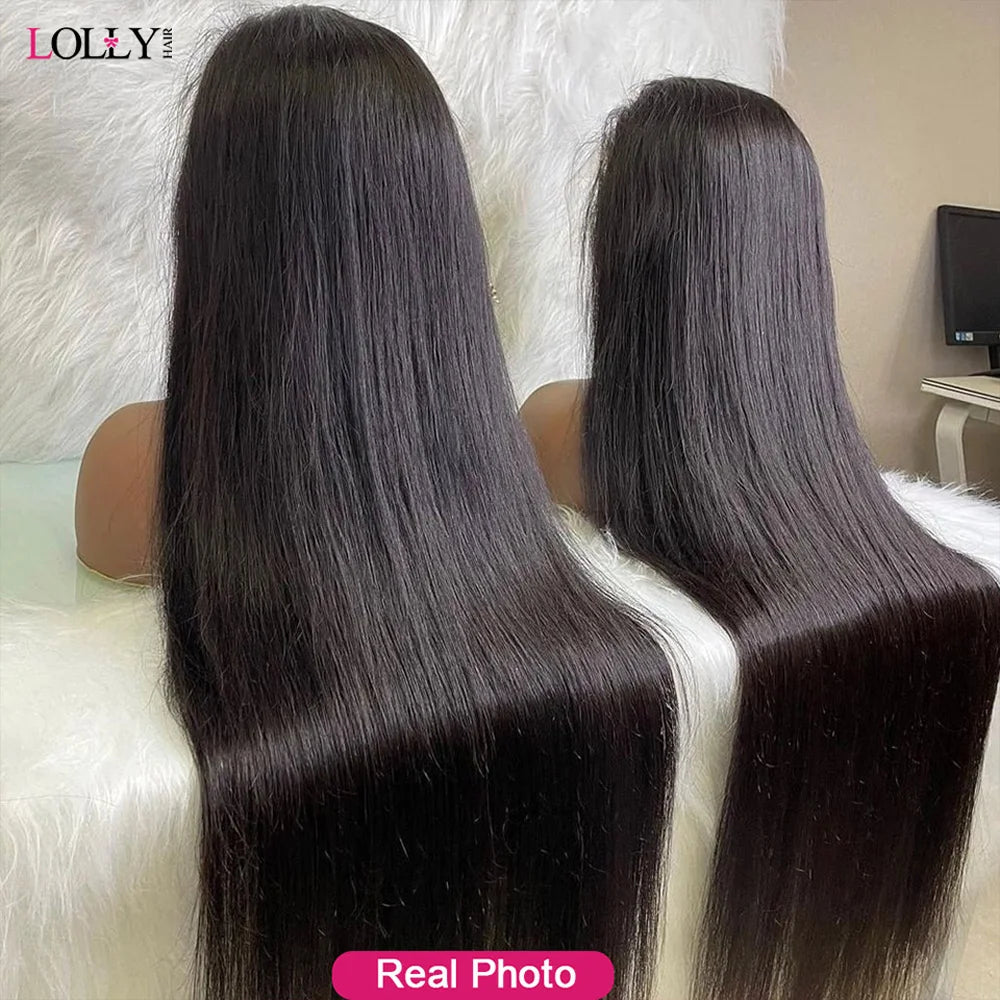 Full Lace Wig Human Hair 30 32 Inch Straight Lace Front Wigs Human Hair Brown Human Hair Wigs Pre Plucked 180 density