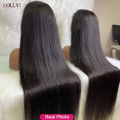 Full Lace Wig Human Hair 30 32 Inch Straight Lace Front Wigs Human Hair Brown Human Hair Wigs Pre Plucked 180 density